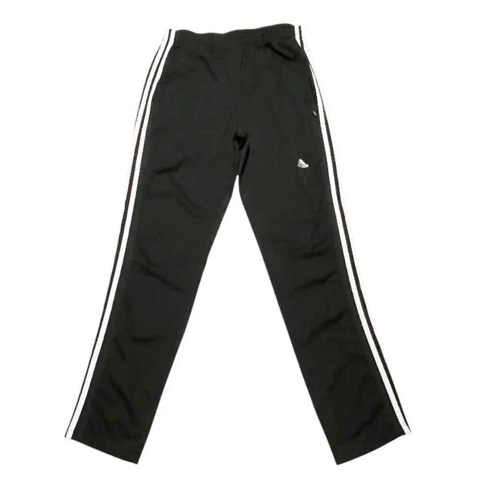 Adidas Size Youth Large Track Pants Sweatpants Black w/ White 3 Stripes